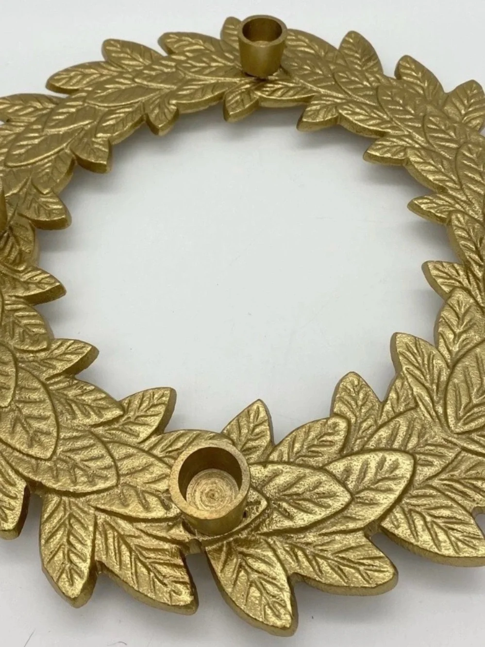 Metal Leaf Wreath Candle Holder - Home Holiday Decor